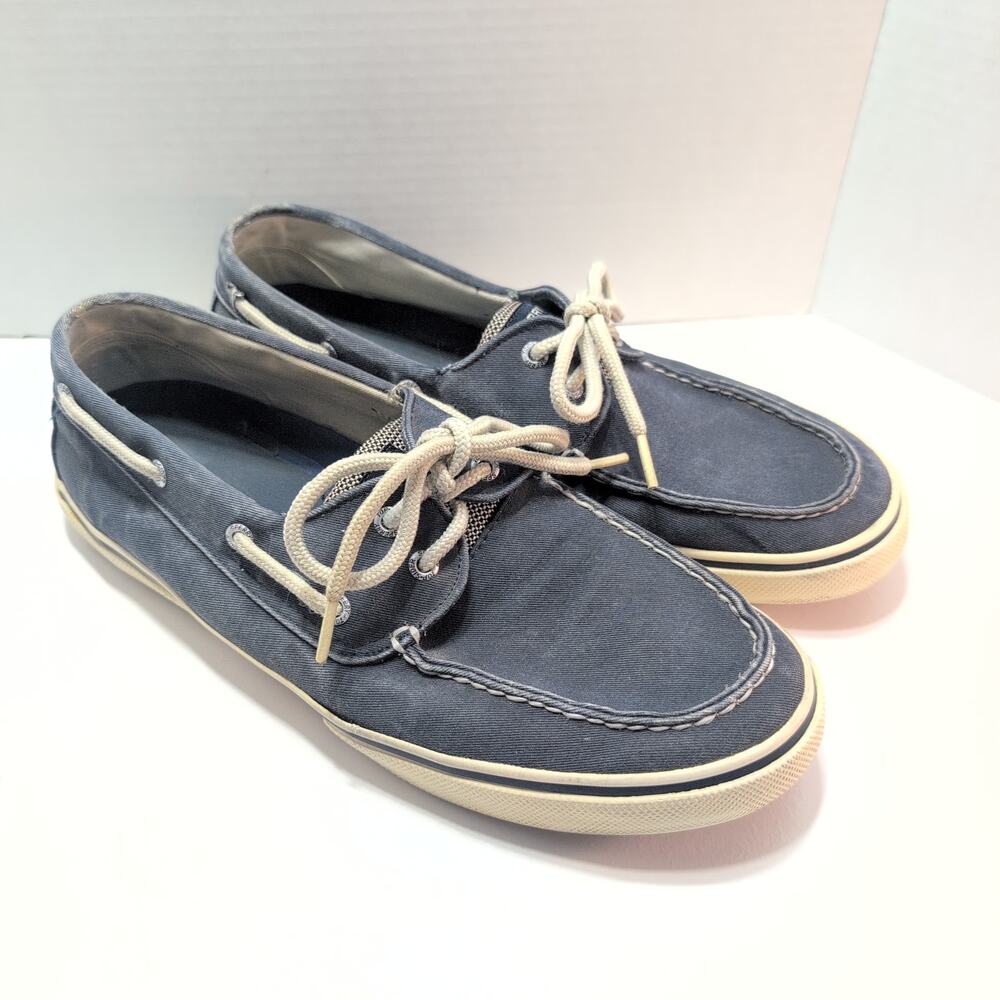Sperry Topsider Halyard Two Eye Blue Canvas Boat Shoes Men's 12